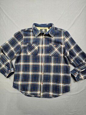 Weatherproof XL Mens Sherpa Lined Flannel Plaid Shirt Navy/Brown Warm Coat Jacke